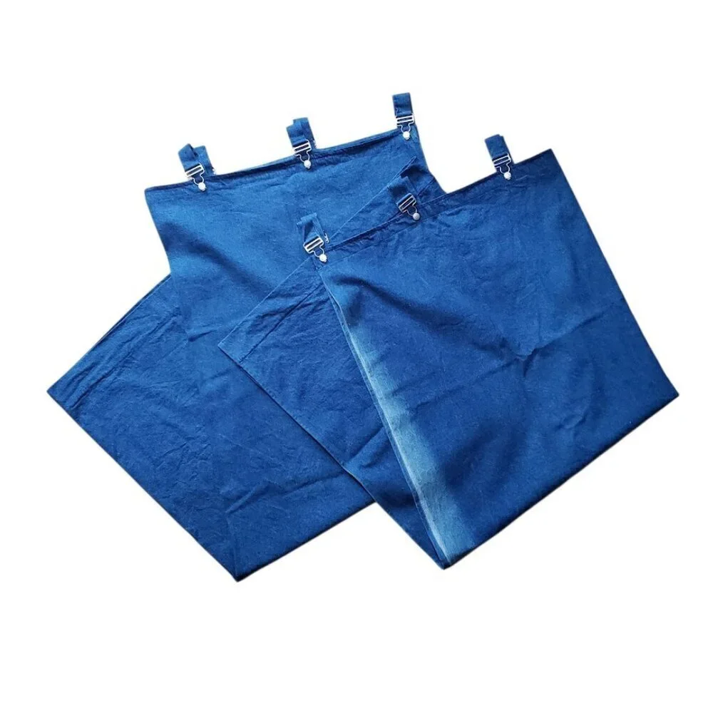 Pottery Barn Kids Blue Denim Overall Curtains Pair of 2 FLAWED Size 54